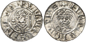 NEDERLAND, GRONINGEN, Willem van Pont, bisschop van Utrecht (1054-1076), AR denarius, Groningen. Met koning Hendrik III (1036-1056) of Hendrik IV (105...