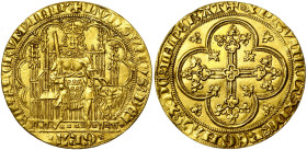 BRABANT, Duché, Jean III (1312-1355), AV chaise d'or à l'écu, à partir de novembre 1338, Anvers. Au titre de Louis de Bavière, empereur (1317-1347). D...