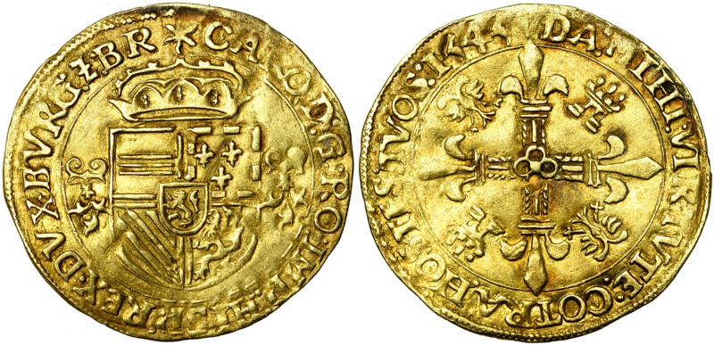 BRABANT, Duché, Charles Quint (1506-1555), AV écu d'or au soleil, 1545, Anvers. ...