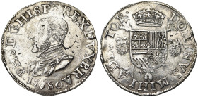 BRABANT, Duché, Les Etats en révolte (1577-1581), AR écu Philippe, 1580, Anvers. D/ B. cuir. à g. R/ Ecu couronné sur une croix de Bourgogne, entre de...