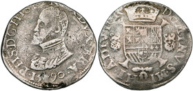 BRABANT, Duché, Philippe II (1555-1598), AR écu Philippe, 1590, Anvers. D/ B. cuir. à g. R/ Ecu couronné avec écusson de Portugal en surtout, sur une ...