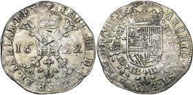 BRABANT, Duché, Philippe IV (1621-1665), AR patagon, 1622, Bruxelles. D/ Croix de Bourgogne sous une couronne, portant le bijou de la Toison d'or. R/ ...