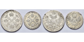 BRABANT, Duché, Marie-Thérèse (1740-1780), lot de 2 p.: couronne et demi-couronne, 1764, Bruxelles. W. 1141, 1142. Taches d'oxydation.
Très Beau