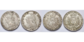 FRANCE, Royaume, Louis XV (1715-1774), lot de 2 écus à la vieille tête, 1774, Bayonne et Lille. Dupl. 1685.
Beau àTrès Beau