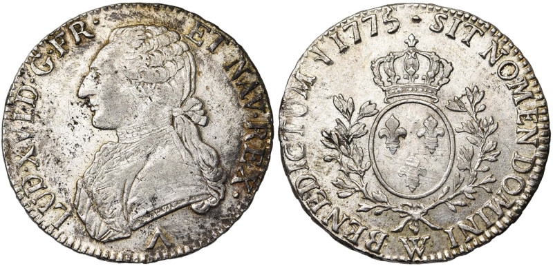 FRANCE, Royaume, Louis XVI (1774-1793), AR écu aux rameaux d'olivier, 1775 W, Li...