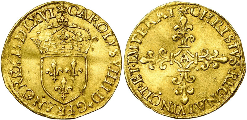 FRANCE, Royaume, Charles IX (1560-1574), AV écu d'or au soleil, 1566 A, Paris. D...