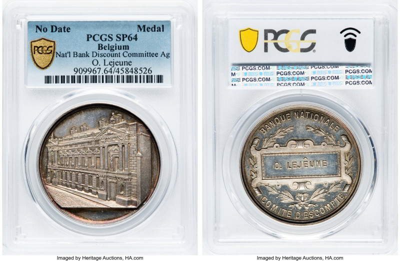 "National Bank Discount Committee" silver Specimen Medal ND SP64 PCGS, 40mm. By ...