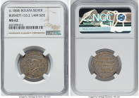 Republic silver "Navigation of the Amazon" Medal ND (c. 1868) MS62 NGC, Burnett-133.2. 1/4 Melgarejo size. MELGAREJO AL PUEBLO Bust left flanked by br...