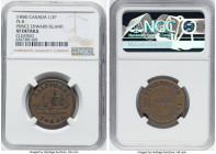 Prince Edward Island "Fisheries and Agriculture" 1/2 Penny Token ND (1858) XF Details (Cleaned) NGC, PE-8. Medal alignment. HALF PENNY TOKEN Ship // F...