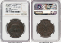 Province of Canada. Bank of Montreal/City Bank Mule "Front View" Penny Token 1837-Dated (1842) MS61 Brown NGC, PC-2A2 var. Medal alignment. Thick flan...