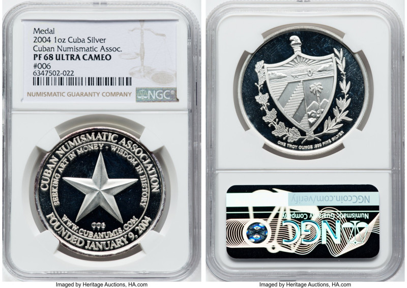 Republic silver Proof "Cuban Numismatic Association" Medal (1 oz) 2004 PR68 Ultr...