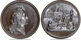 Louis XIV bronze "Royal Academy of Painting & Sculpture" Medal 1667-Dated MS66 Brown NGC, Divo-102. 41mm. By I. Mauger. LUDOVICUS XIIII REX CHRISTIANI...