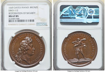 Louis XIV bronze "Restoration of Security" Medal 1669-Dated MS67 Brown NGC, Divo-112. 41mm. By J. Mauger. LUDOVICUS XIIII REX CHRISTIANISSIMUS Bust ri...