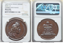 Louis XIV bronze "Casimir Visits France" Medal 1669-Dated MS65 Brown NGC, Divo-113. 41mm. By J. Mauger. Commemorating John II Casimir's visit to Franc...