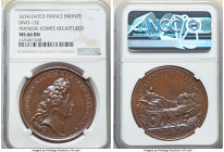 Louis XIV bronze "Franche-Comte Recaptured" Medal 1674-Dated MS66 Brown NGC, Divo-132. 41mm. By I. Mauger. LUDOVICUS MAGNUS REX CHRISTIANISSIMUS Bust ...