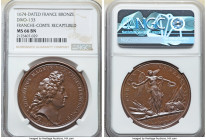 Louis XIV bronze "Franche-Comte Recaptured" Medal 1674-Dated MS66 Brown NGC, Divo-133. 41mm. By J. Mauger. LUDOVICUS MAGNUS REX CHRISTIANISSIMUS Bust ...