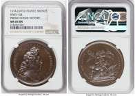 Louis XIV bronze "Prince Conde Victory" Medal 1674-Dated MS65 Brown NGC, Divo-138. 41mm. By I. Mauger. Commemorating Conde's heroics at the Battle of ...