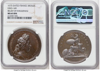 Louis XIV bronze "Relief of Haguenau" Medal 1675-Dated MS65 Brown NGC, Divo-149. 41mm. By I. Mauger. LUDOVICUS MAGNUS REX CHRISTIANISSIMUS Bust right ...