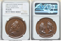 Louis XIV bronze "Marriage of Louis & Maria Anna" Medal 1680-Dated MS66 Brown NGC, Divo-181. 41mm. By I. Mauger. LUDOVICUS MAGNUS REX CHRISTIANISSIMUS...