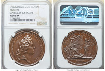 Louis XIV bronze "Sending of Justiciars" Medal 1688-Dated MS65 Brown NGC, Divo-221. 41mm. By I. Mauger. LUDOVICUS MAGNUS REX CHRISTIANISSIMUS Bust rig...
