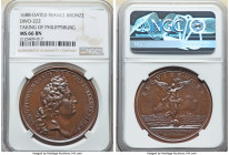Louis XIV bronze "Taking of Philippsburg" Medal 1688-Dated MS66 Brown NGC, Divo-222. 41mm. By I. Mauger. LUDOVICUS MAGNUS REX CHRISTIANISSIMUS Bust ri...