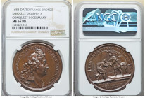 Louis XIV bronze "Dauphin's Conquest in Germany" Medal 1688-Dated MS66 Brown NGC, Divo-223. 41mm. By J. Mauger. LUDOVICUS MAGNUS REX CHRISTIANISSIMUS ...