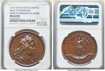 Louis XIV bronze "Marriage of Duke of Burgundy & Marie-Adelaide" Medal 1697-Dated MS63 Brown NGC, Divo-275. 41mm. By J. Mauger. LUDOVICUS MAGNUS REX C...