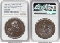 Louis XIV bronze "Duke of Burgundy - Military Education" Medal 1698-Dated MS65 Brown NGC, Divo-277. 41mm. By J. Mauger. LUDOVICUS MAGNUS REX CHRISTIAN...