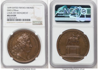 Louis XIV bronze "Louis XIV Monument" Medal 1699-Dated MS64 Brown NGC, Divo-278 var. 41mm. By J. Mauger. Celebrating Girardon's equestrian statue of L...