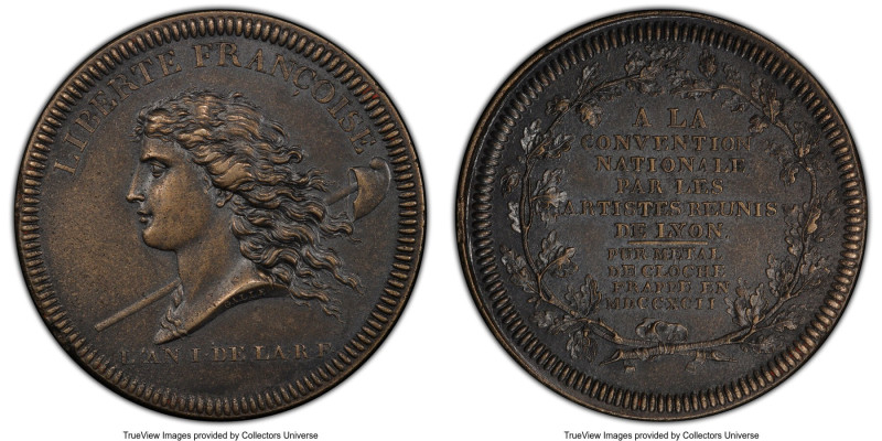 Republic Cast "National Convention" Medal L'An I (1792) MS62 PCGS, Maz-318. 38mm...