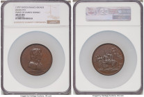 Napoleon bronze "Peace of Campo Formio" Medal 1797-Dated MS65 Brown NGC, Julius-573. 56mm. By B. Duvivier. BONAPARTE GENALEN CHEF DE L'ARMEE FRANC SEE...