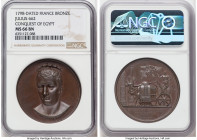 Napoleon bronze "Conquest of Egypt" Medal 1798-Dated MS66 Brown NGC, Julius-662. 40mm. By Jouannin and Brenet. Bust three quarters left wearing crown ...