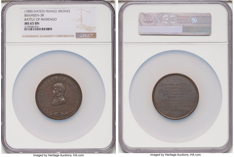 Napoleon bronze "Battle of Marengo" Medal 1800-Dated MS65 Brown NGC, Bram-38. 50...