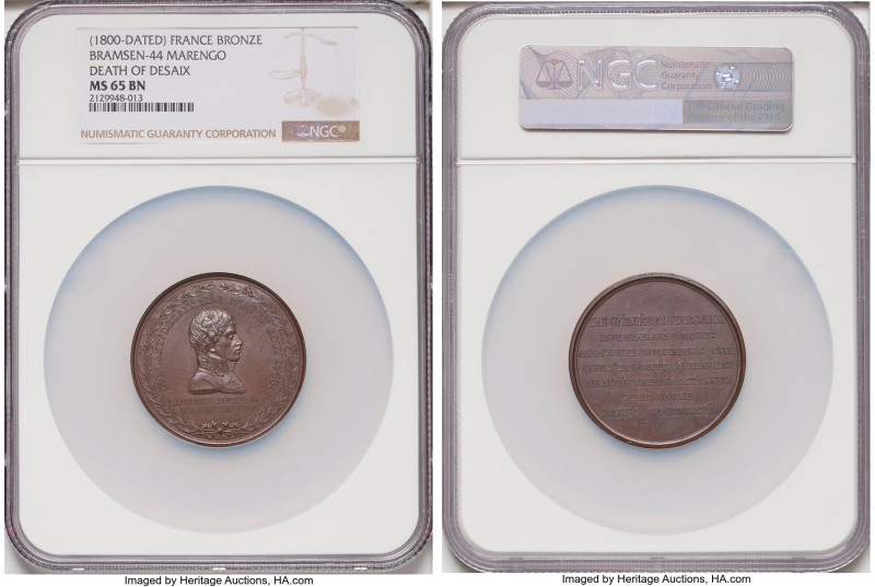 Napoleon bronze "Death of Desaix at Marengo" Medal 1800-Dated MS65 Brown NGC, Br...