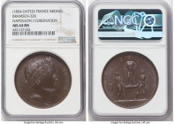 Napoleon bronze "Coronation" Medal 1804-Dated MS64 Brown NGC, Bram-326. 40mm. By Andrieu and Jeuffroy. NAPOLEON EMPEREUR Laureate bust right // LE SEN...