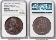 Napoleon bronze "Pope Pius VII - Napoleon Coronation" Medal 1804-Dated MS66 Brown NGC, Bram-349. 40mm. By Droz and Jaley. Commemorating Pope Pius VII'...