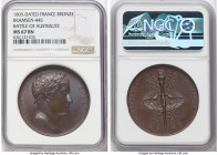Napoleon bronze "Battle of Austerlitz" Medal 1805-Dated MS67 Brown NGC, Bram-445. 41mm. By Andrieu and Jaley. NAPOLEON EMP ET ROI Laureate head right ...