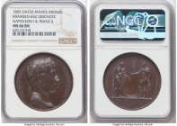 Napoleon bronze "Meeting of Napoleon & Francis II" Medal 1805-Dated MS66 Brown NGC, Bram-452. 40mm. By Andrieu. NAPOLEON EMP ET ROI Laureate head righ...