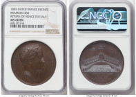 Napoleon bronze "Return of Venice to Italy" Medal 1805-Dated MS66 Brown NGC, Bram-460. 40mm. By Andrieu and Brenet. NAPOLEON EMP ET ROI Laureate bust ...