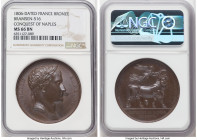 Napoleon bronze "Conquest of Naples" Medal 1806-Dated MS66 Brown NGC, Bram-516. 40mm. By Andrieu and Brenet. NAPOLEON EMP ET ROI Laureate head right /...