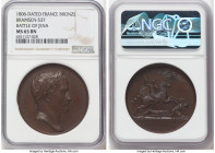 Napoleon bronze "Battle of Jena" Medal 1806-Dated MS65 Brown NGC, Bram-537. 40mm. By Andrieu. NEAPOLIO IMPERATOR REX Laureate bust right // BORVSSI DI...