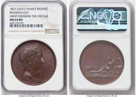Napoleon bronze "Army Crossing the Vistula" Medal 1807-Dated MS65 Brown NGC, Bram-620. 41mm. By Andrieu and Brenet. NAPOLEON EMP ET ROI Laureate head ...