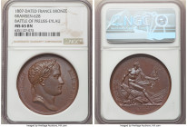 Napoleon bronze "Battle of Preuss-Eylau" Medal 1807-Dated MS65 Brown NGC, Bram-628. 40mm. By Andrieu and Brenet. NAPOLEON EMP ET ROI Laureate head rig...