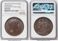 Napoleon bronze "Campaigns of 1806 & 1807" Medal 1807-Dated MS66 Brown NGC, Bram-634, Julius-1744. 40mm. By Andrieu and George. NAPOLEON EMP ET ROI La...