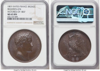 Napoleon bronze "Victories of 1807" Medal 1807-Dated MS65 Brown NGC, Bram-674. 40mm. By Andrieu and Jaley. NAPOLEON EMP ET ROI Laureate head right // ...