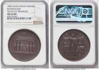 Napoleon bronze "Breaking the Treaty of Pressburg" Medal 1809-Dated MS65 Brown NGC, Bram-844. 40mm. By Andrieu and Brenet. Tetrastyle temple of Janus ...