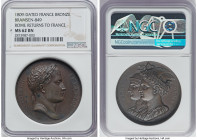 Napoleon bronze "Rome Returns to France" Medal 1809-Dated MS62 Brown NGC, Bram-849. 40mm. By B. Andrieu and A. J. Depaulis. Commemorating the annexati...