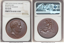 Napoleon bronze "Battle of Wagram" Medal 1809-Dated MS66 Brown NGC, Bram-860. 40mm. By Andrieu and Galle. NAPOLEON EMP ET ROI Laureate head right // H...