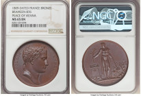 Napoleon bronze "Peace of Vienna" Medal 1809-Dated MS65 Brown NGC, Bram-876. 40mm. By Andrieu. NAPOLEON EMP ET ROI Laureate head right // Napoleon, nu...