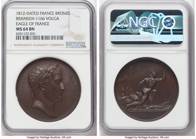Napoleon bronze "Eagle of France on the Volga" Medal 1812-Dated MS64 Brown NGC, ...